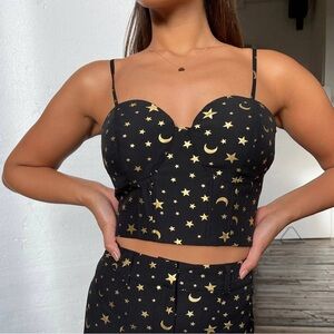 NWOT Never Fully Dressed Moon & Stars Corset Like Crop Top